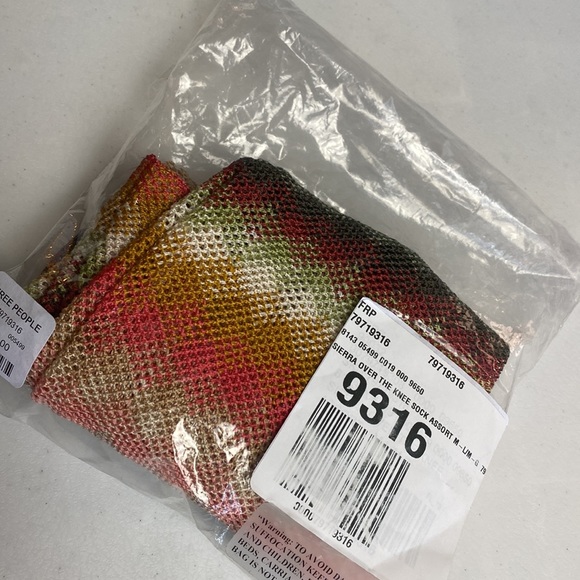 Free People Sierra Woven Diamond Print Over-the-Knee Socks, Colorful - Picture 3 of 12